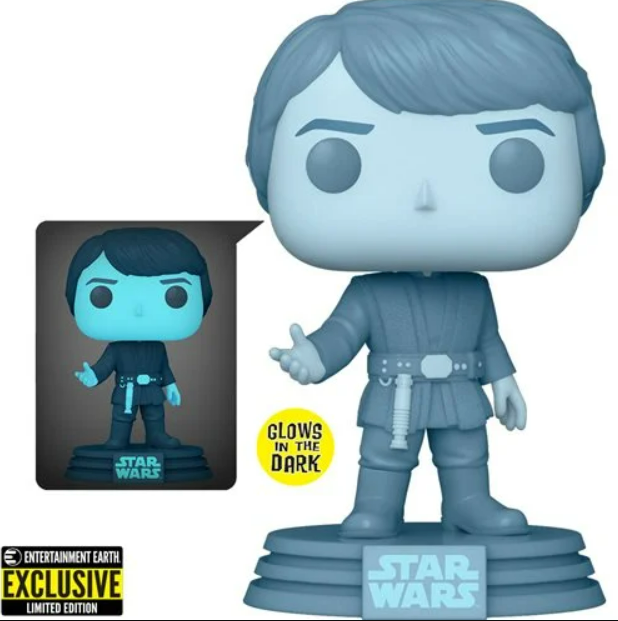 Funko Pop! Star Wars: Return of the Jedi 40th Hologram Luke Glow-in-the-Dark #615 - Entertainment Earth Exclusive