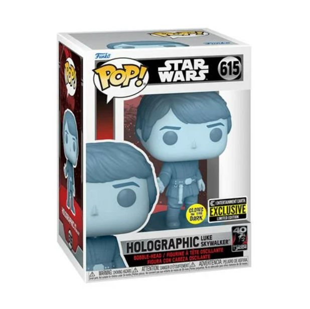 Funko Pop! Star Wars: Return of the Jedi 40th Hologram Luke Glow-in-the-Dark #615 - Entertainment Earth Exclusive